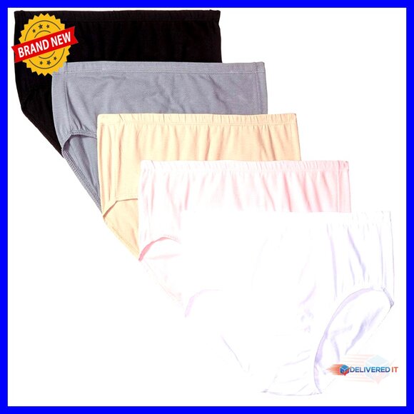 Plus-Size 5-Pack Breathable Cotton-Mesh Briefs for Women